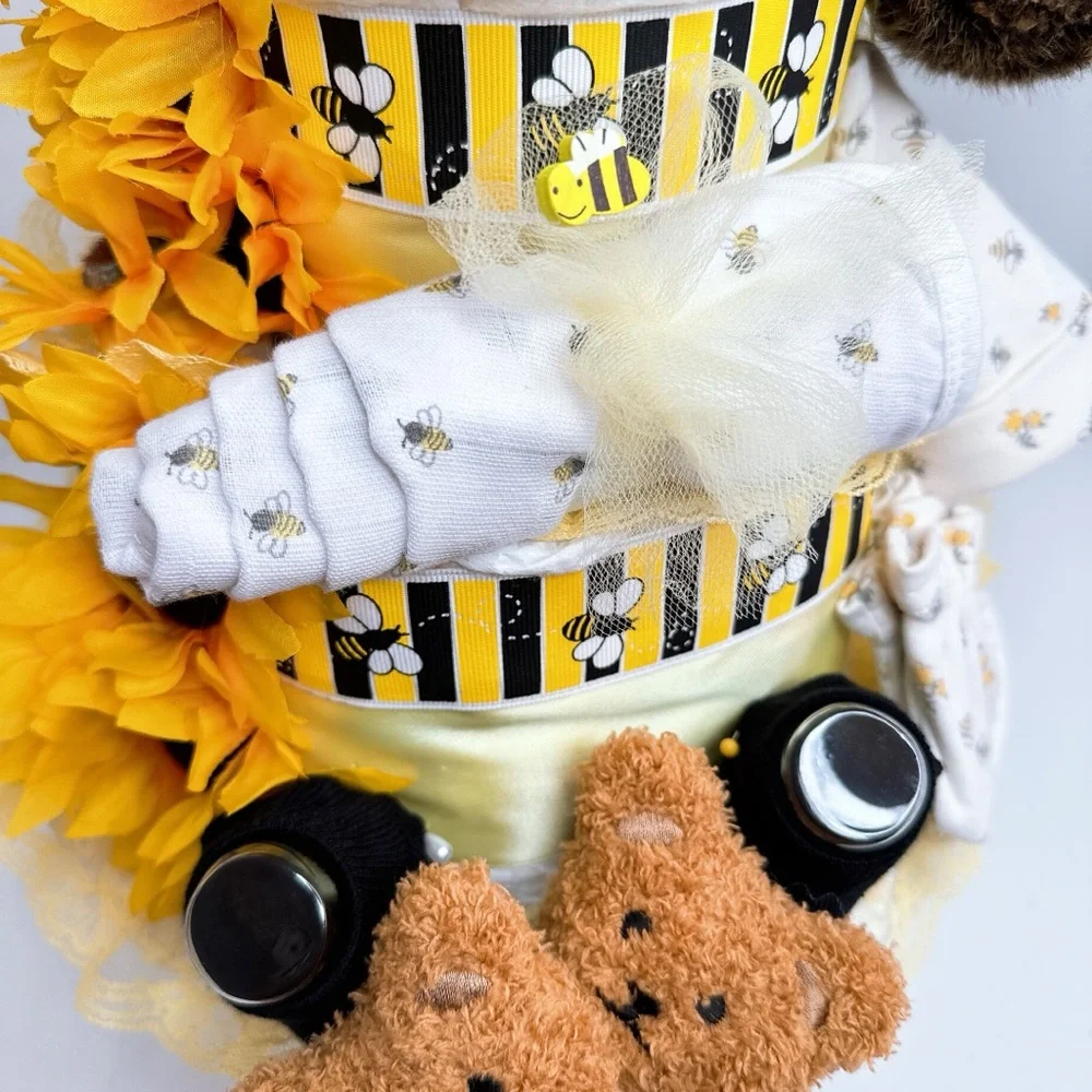 Sunflowers Diaper Cake, Bee Baby Shower